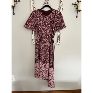 Ted Baker London Indigoo Floral Asymmetrical‎ Hem Size 2 EUC